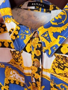 Banjul “Versace-like” Baroque Print Button-Down jacket and matching pants set